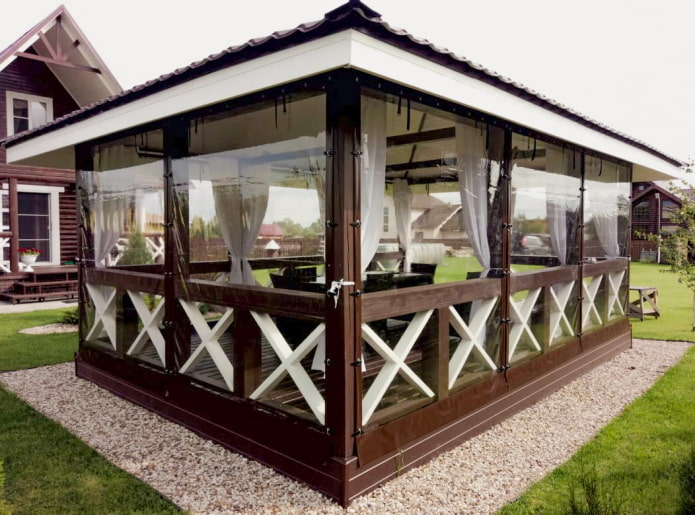 Envidraçamento de gazebo de PVC