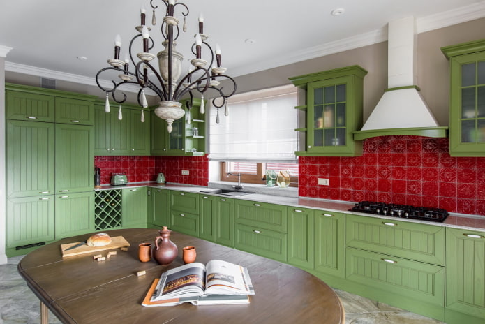 decoração de cozinha em tons de verde