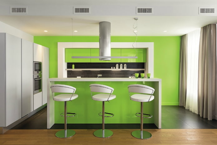 decoração de cozinha em tons de verde