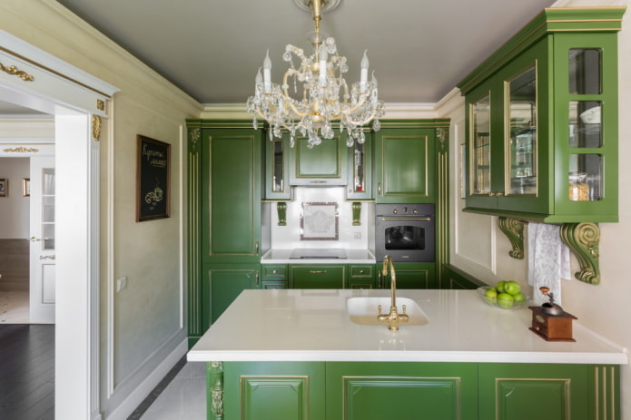 design de cozinha em tons de verde