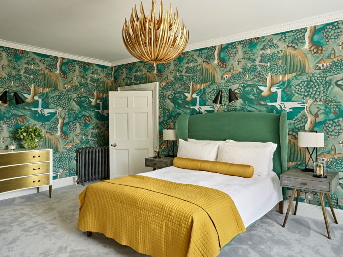 decoração de quarto em tons de verde