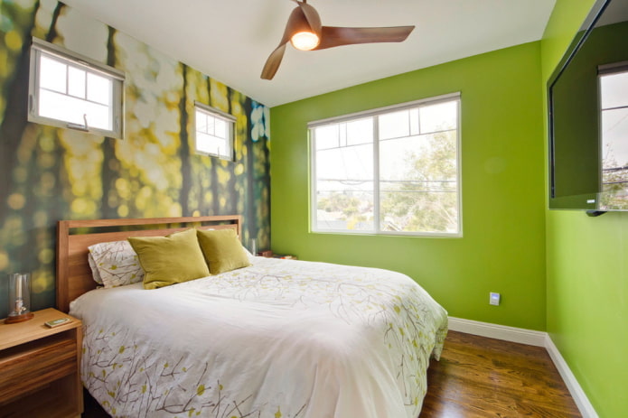 decoração de quarto em tons de verde