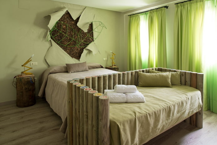 quarto verde em estilo ecológico