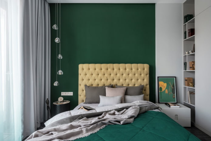 decoração de quarto em tons de verde