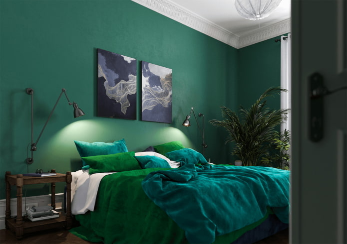 decoração de quarto em tons de verde
