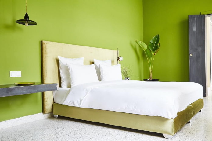 design de quarto em tons de verde