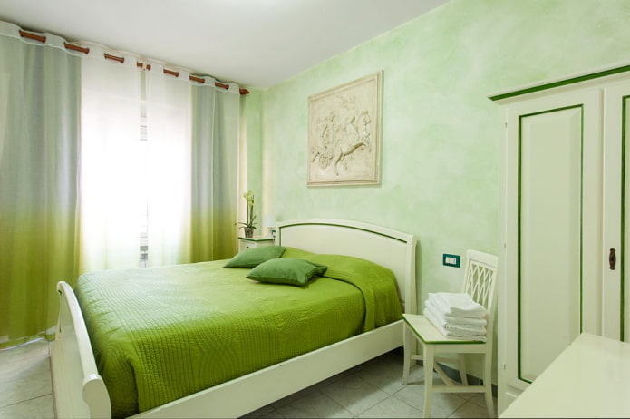 decoração de quarto em tons de verde