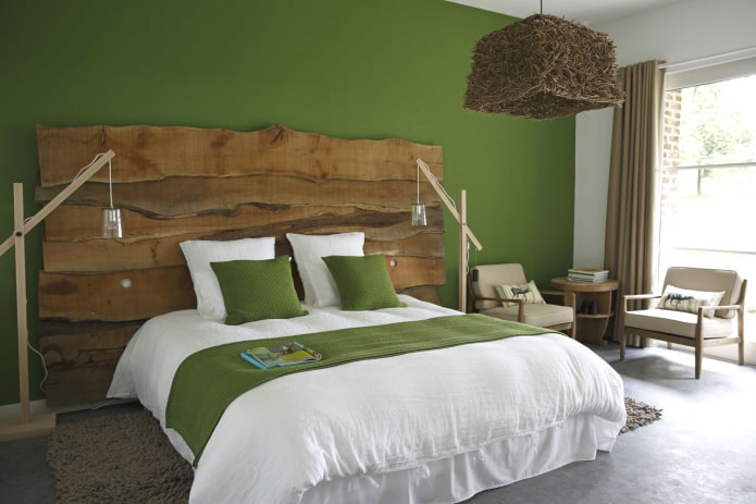 design de quarto em tons de verde