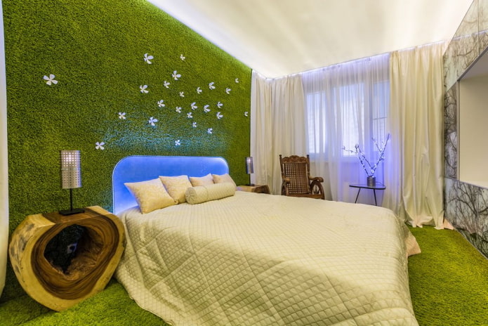 decoração de quarto em tons de verde