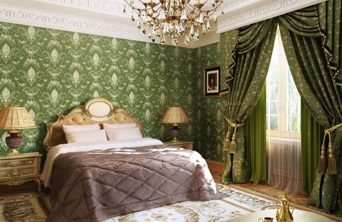 quarto verde em estilo clássico