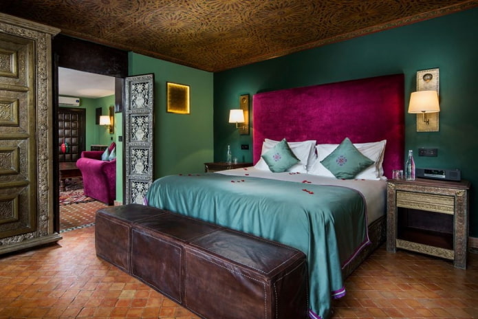 quarto verde em estilo oriental