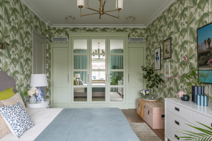 decoração de quarto em tons de verde