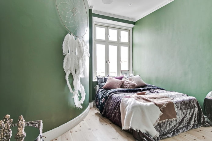 decoração de quarto em tons de verde