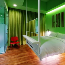 Quarto verde: tons, combinações, escolha de acabamentos, móveis, cortinas, iluminação-0