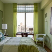 Quarto verde: tons, combinações, escolha de acabamentos, móveis, cortinas, iluminação-7