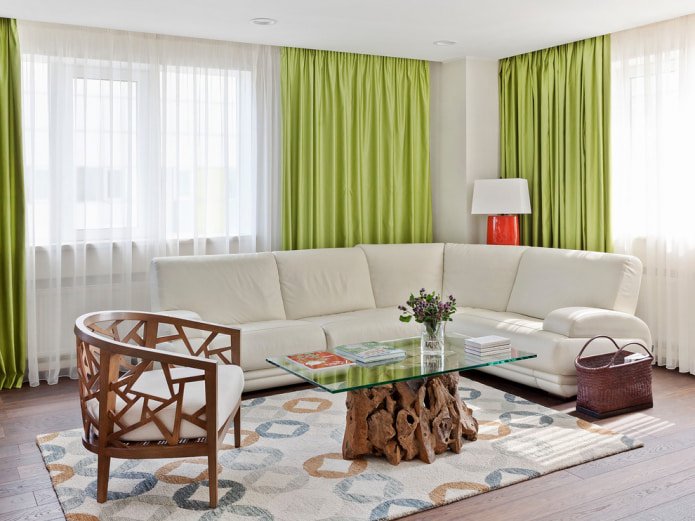 cortinas de seda cor de grama