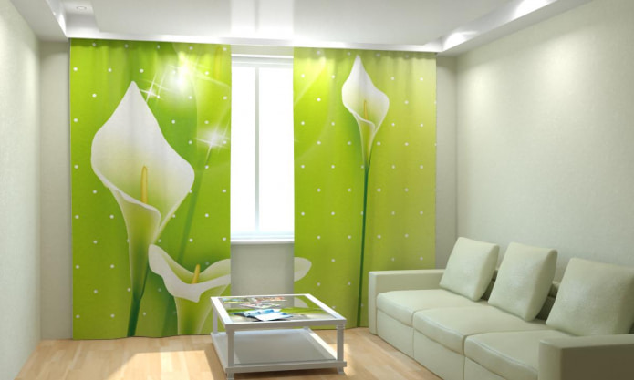 flores de calla em cortinas com fotos