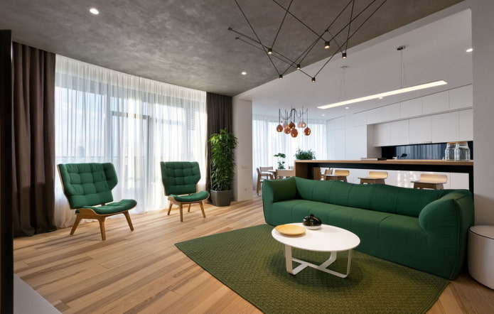 sofá verde em estilo moderno