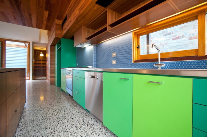 tons de verde na cozinha