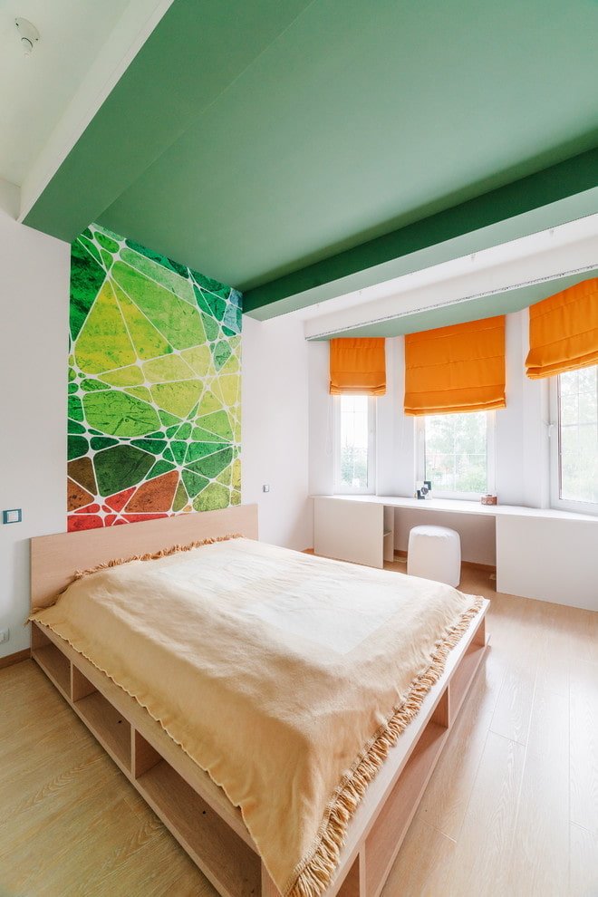 estrutura de teto verde no quarto