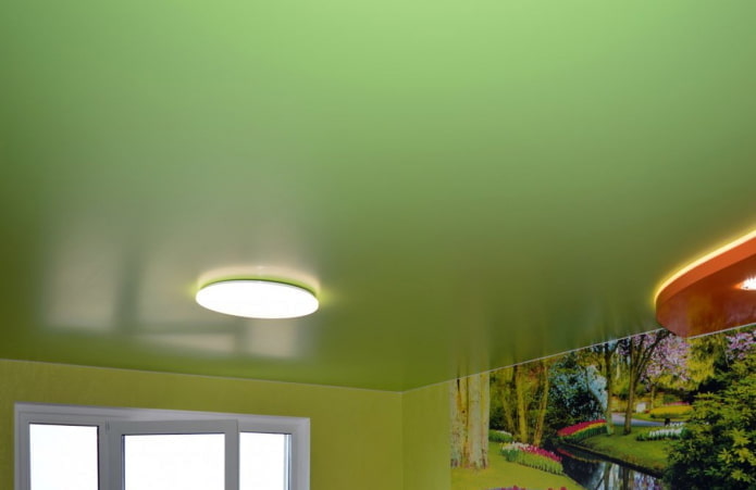 teto elástico de cetim verde