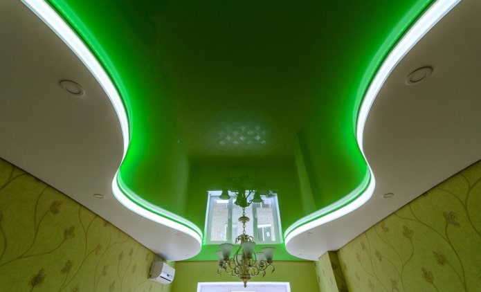 tecido elástico verde com iluminação de fundo