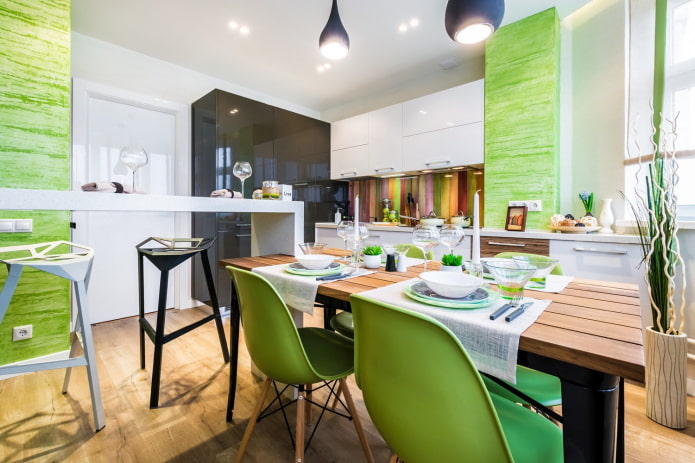 cozinha verde brilhante