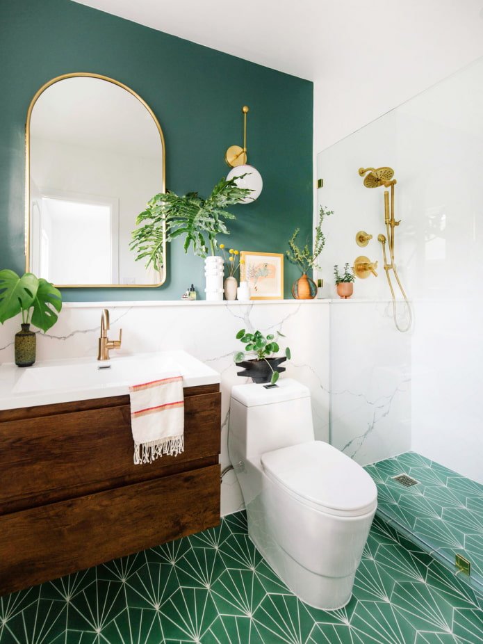 azulejos verdes no banheiro