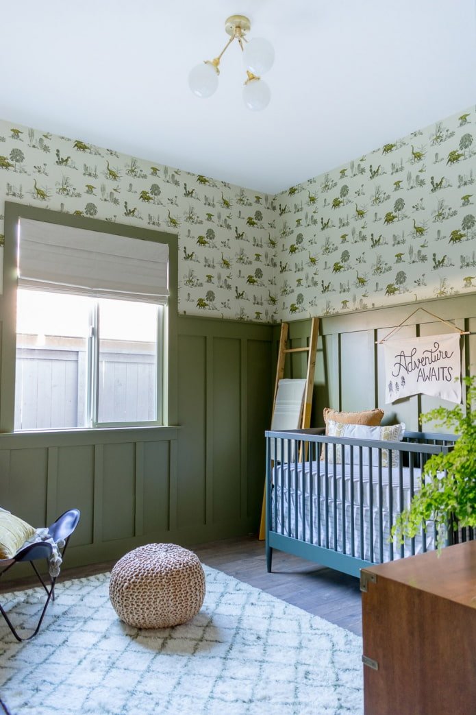 quarto infantil na cor oliva