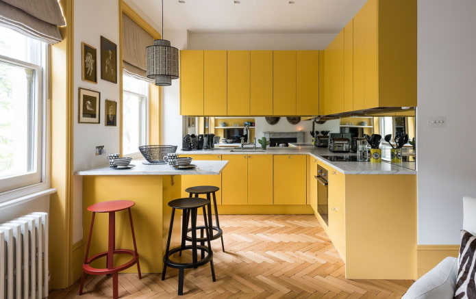 decoração de cozinha em tons de amarelo