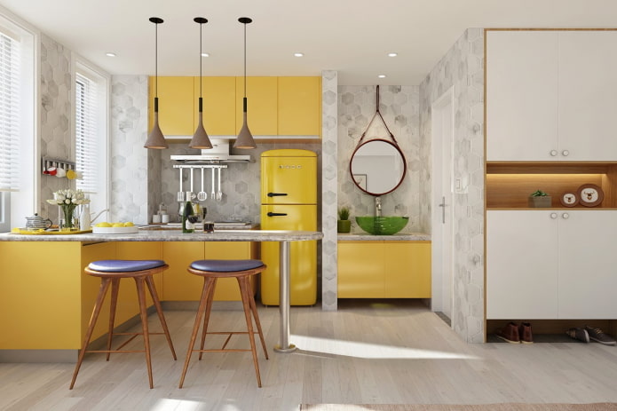 decoração de cozinha em tons de amarelo