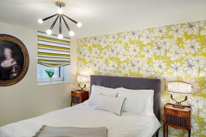 papel de parede com flores no quarto