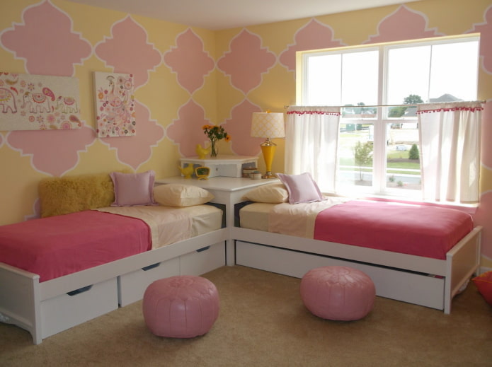 papel de parede amarelo-rosa