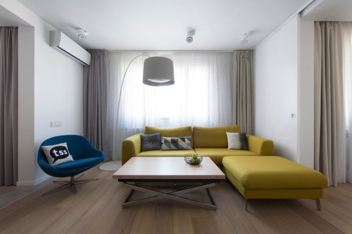 sofá amarelo em estilo moderno