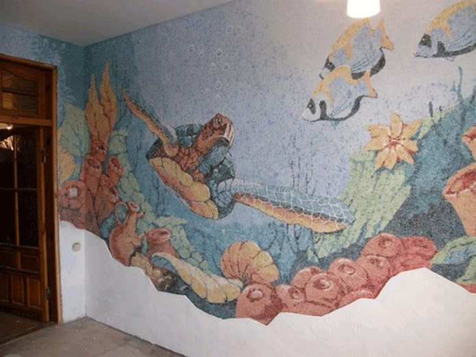 desenho de mar do papel de parede líquido