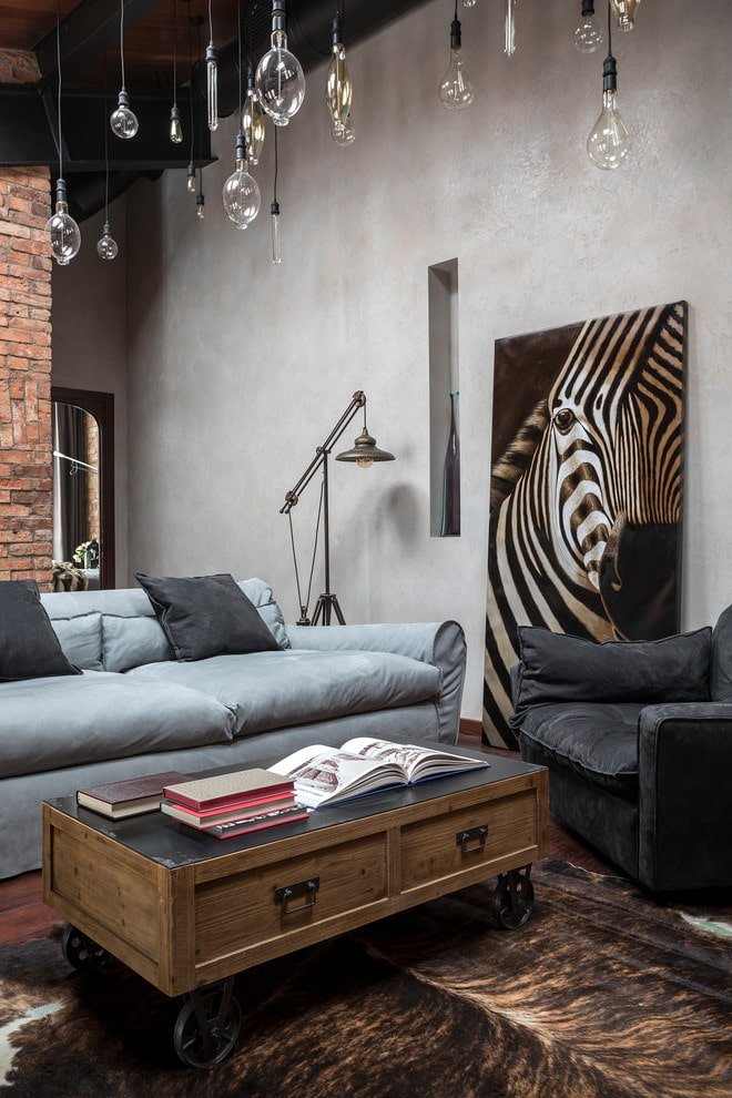 mesa de centro em estilo loft