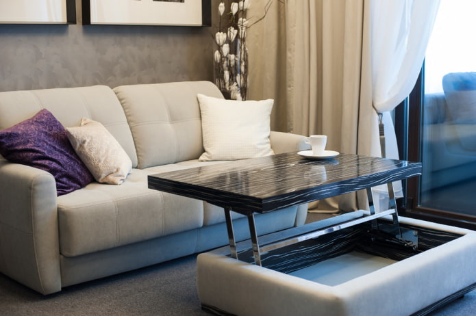 mesa de centro com altura ajustável