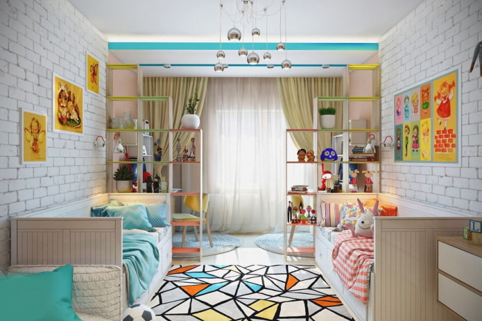 quarto infantil iluminado para dois