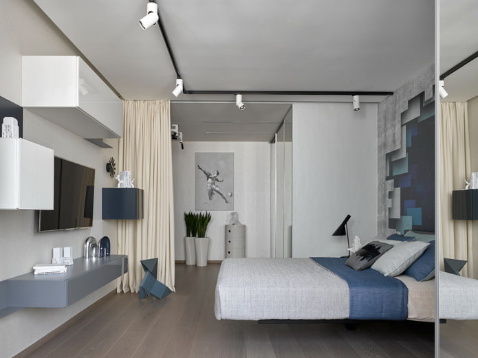 zoneamento do quarto com cortinas