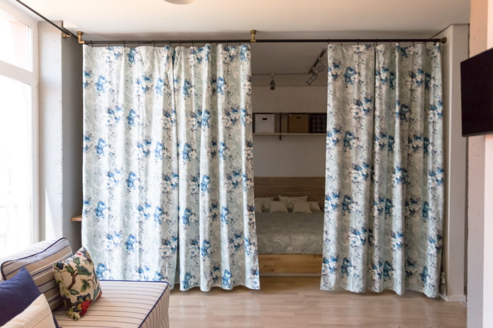 zoneamento do quarto com cortinas