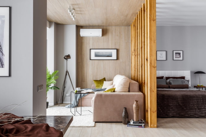 zoneamento no interior do quarto-sala