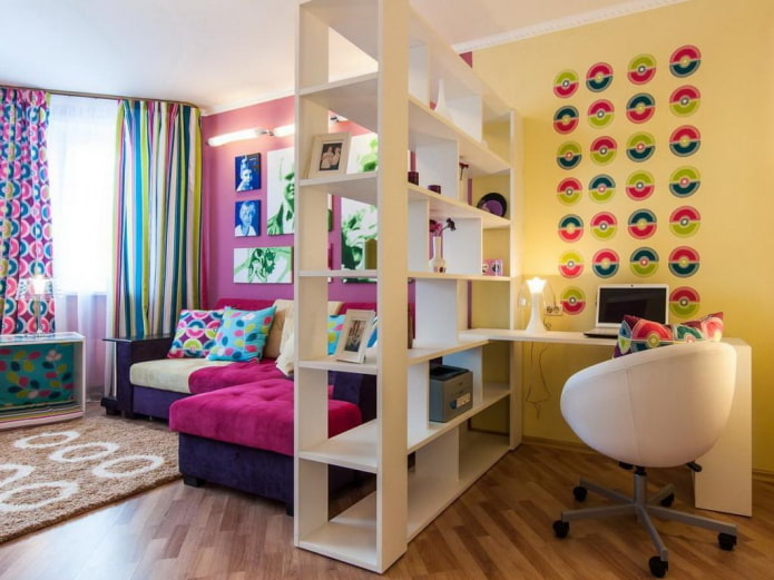 zoneamento de um apartamento com cores