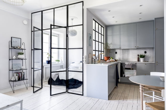 apartamento de um cômodo em estilo escandinavo